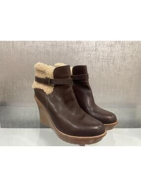 UGG Women's Anais Brown Shearling Heels Size: 11 (1003879) (A373)